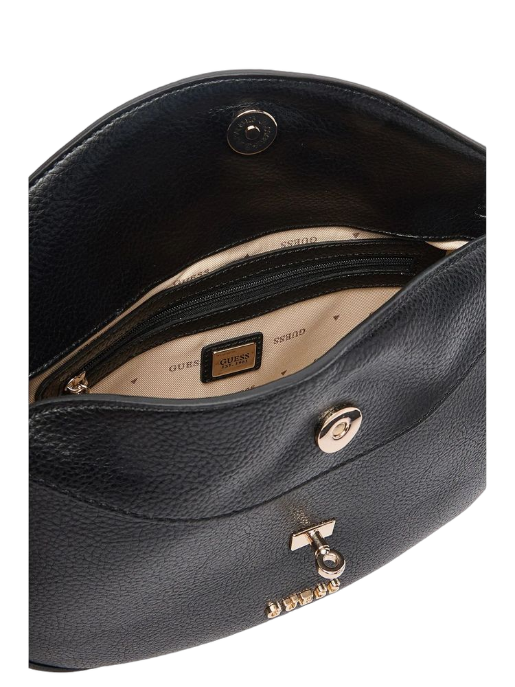 Guess Pebbled Polyurethane Shoulder Bag — Black