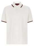 Gucci Web-Trim Cotton Piqué Polo Shirt — White