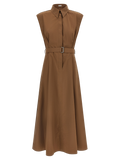 Brunello Cucinelli Cotton Midi Dress — Brown