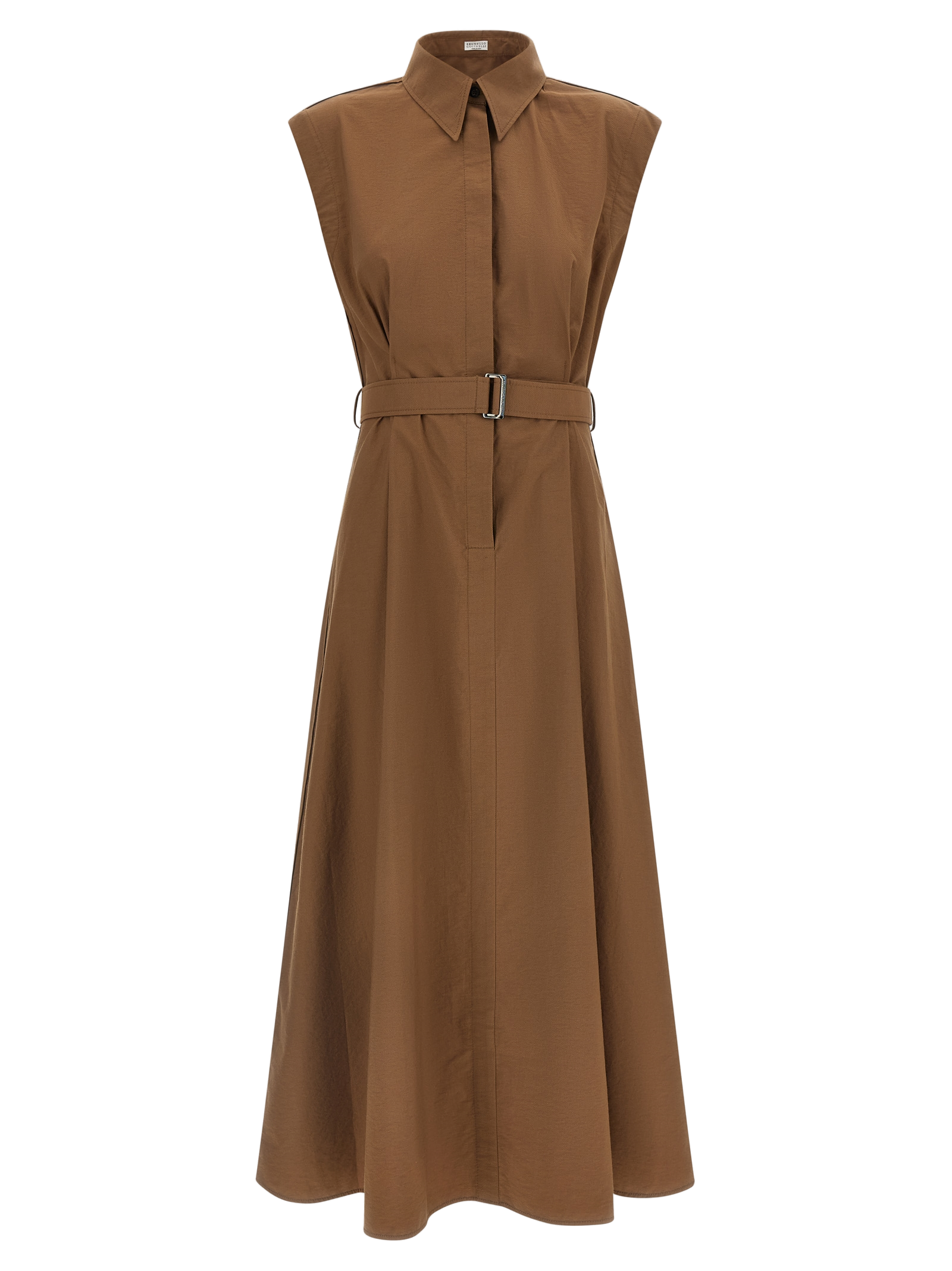 Brunello Cucinelli Cotton Midi Dress — Brown