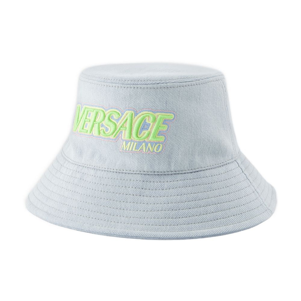 Versace 1012686_1A10780 Embroidered Logo Bucket Hat — Blue