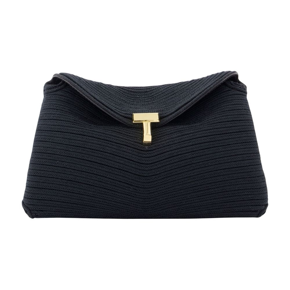 Toteme Canvas T-Lock Clutch — Black