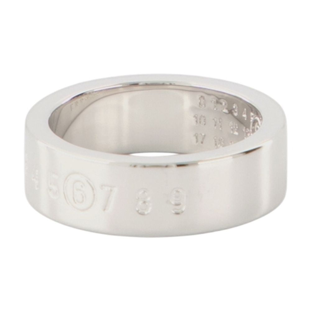 MM6 Maison Margiela Logo-Embossed Metal Ring — Silver