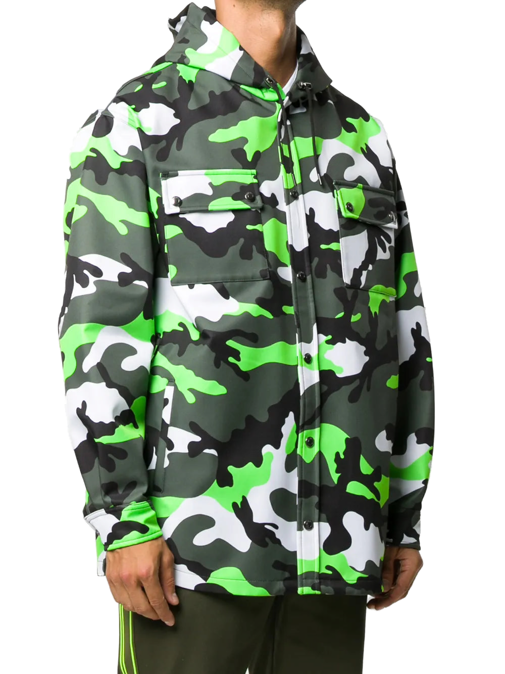 Valentino Camouflage Print Hooded Jacket — Green