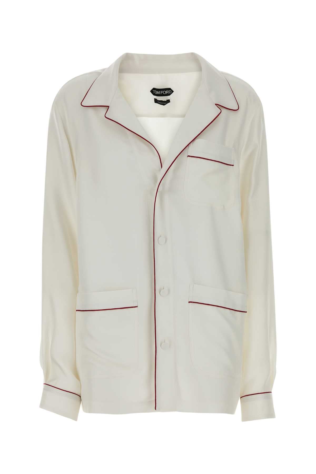 Tom Ford Silk Pajama-Style Shirt — White