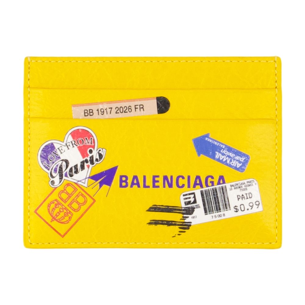 Balenciaga Lambskin Leather Card Case — Yellow