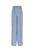 Max Mara Geometric-Patterned Silk Trousers — Blue