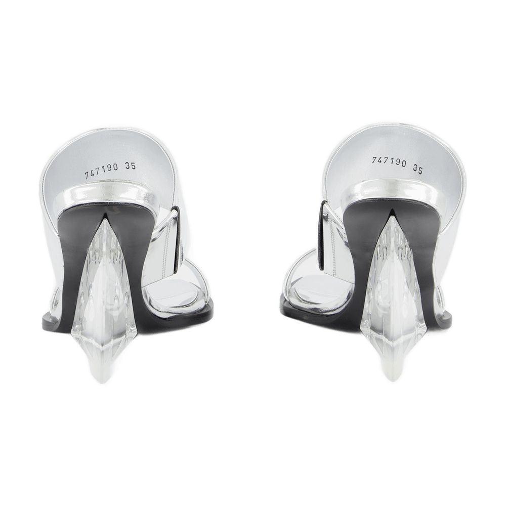 Alexander McQueen Metallic Leather Platform Mule — Silver