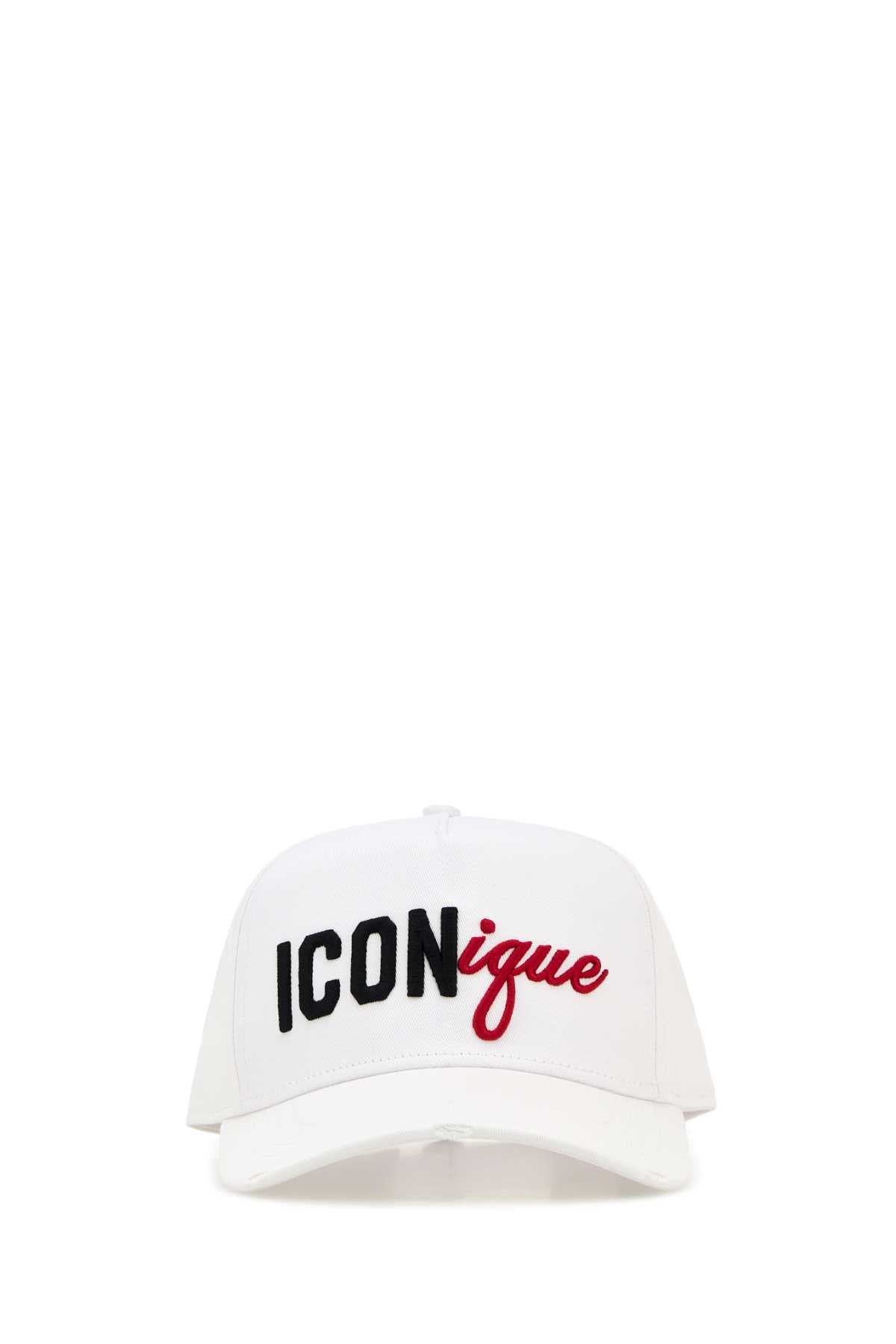 Dsquared2 BASEBALL Logo-Embroidered Cotton Baseball Cap — White