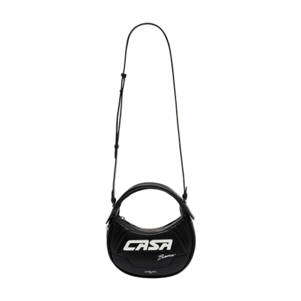Casablanca Leather Biker Purse Shoulder Bag — Black