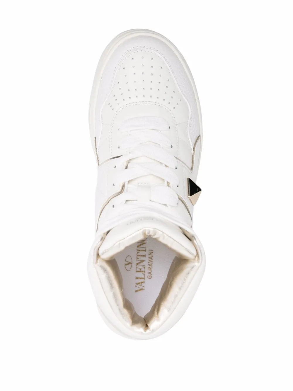 Valentino Garavani Roman Stud-Embellished Leather Sneaker — White