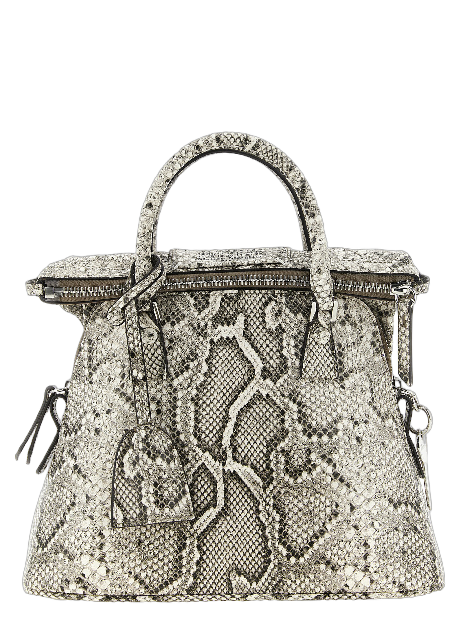 Maison Margiela Python-Print Goatskin Shoulder Bag — Gray