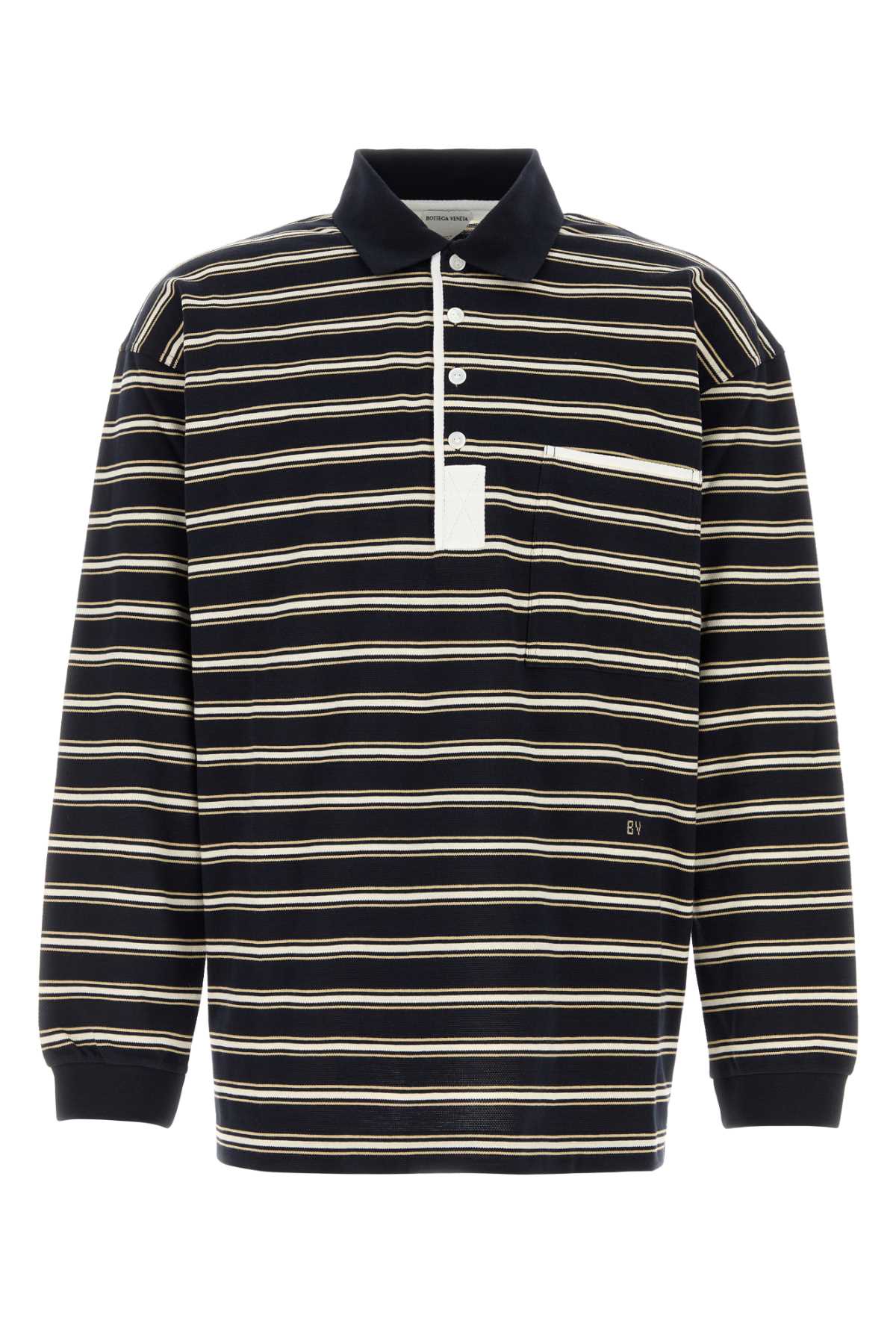 Bottega Veneta Righe Polo Shirt — Navy