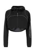 Balenciaga Cropped Hooded Nylon Jacket — Black
