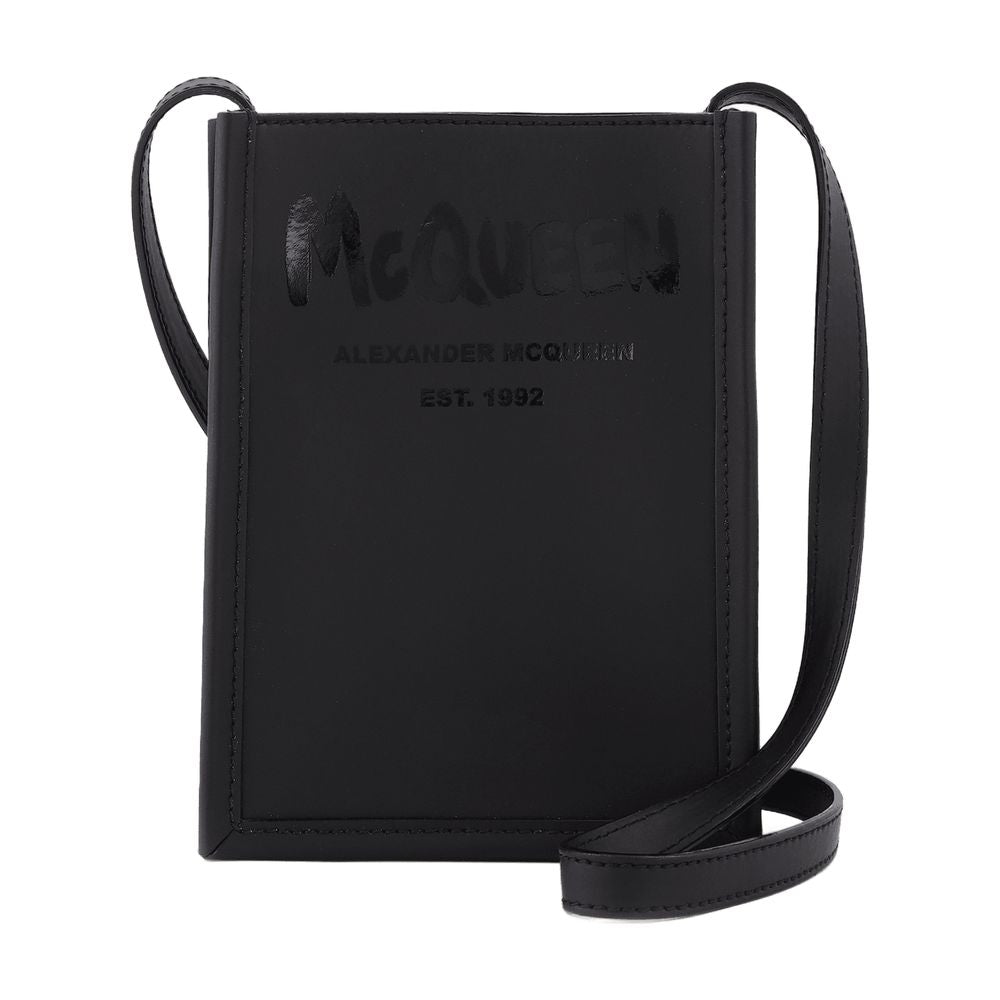 Alexander McQueen Logo-Embossed Crossbody Bag — Black