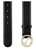 Gucci Leather with Metal Buckle Belt — Black