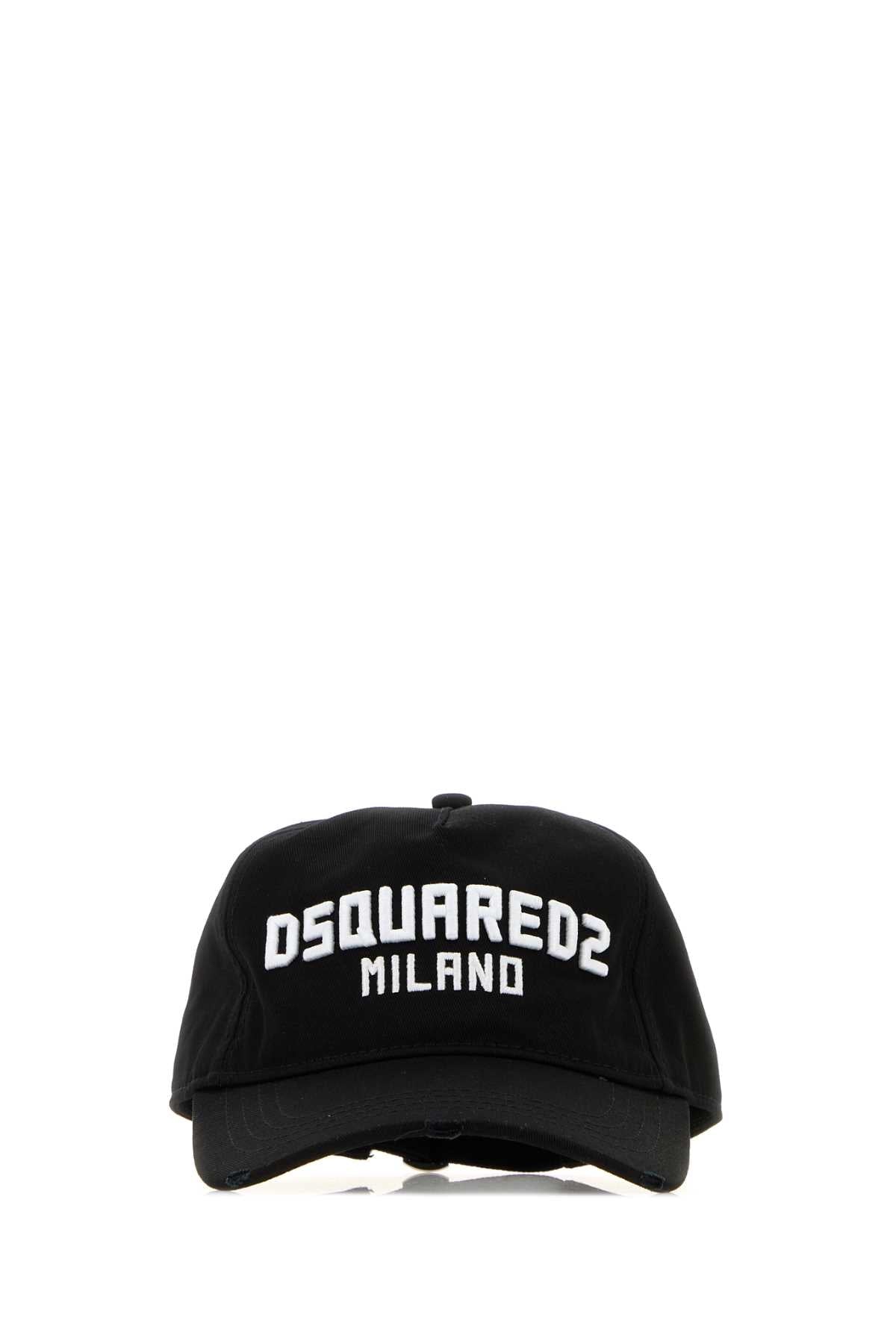 Dsquared2 BCM093205C00001 Logo-Embroidered Cotton Baseball Cap — Black