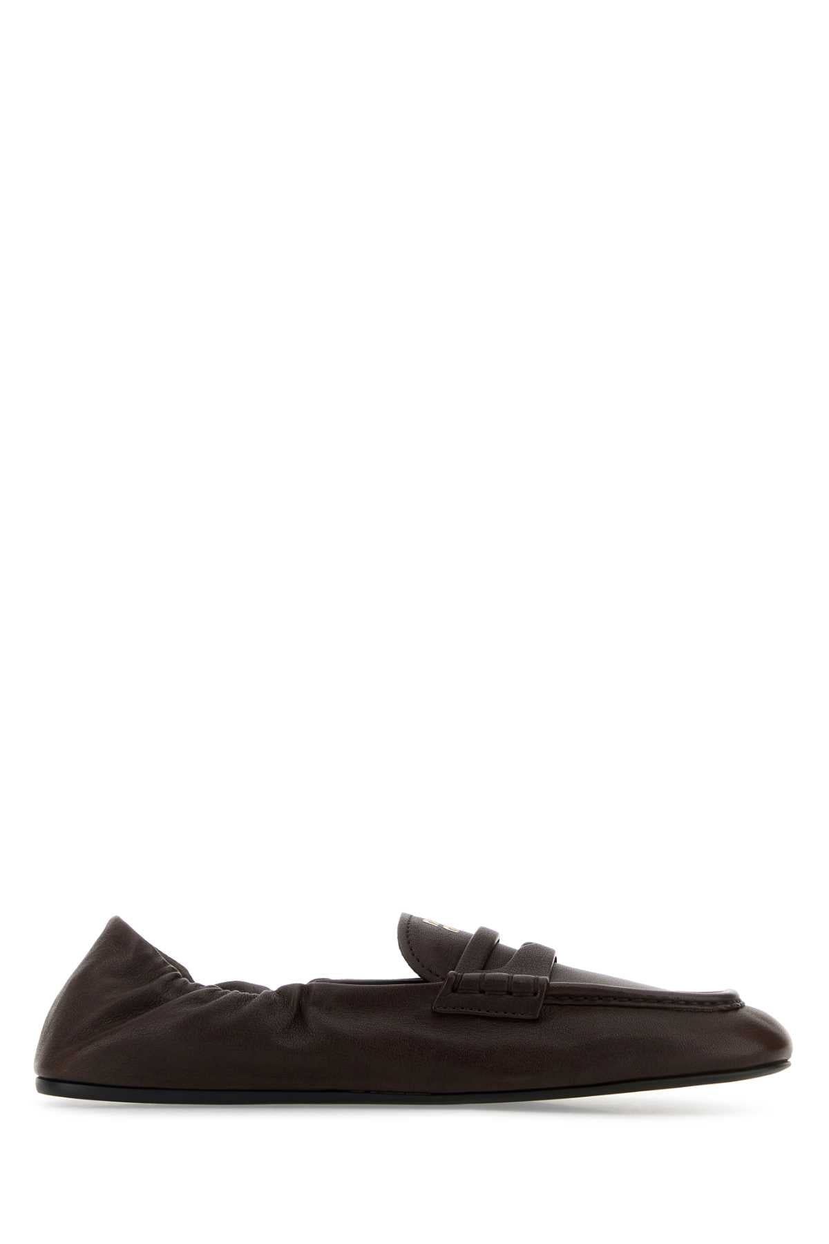Miu Miu Leather Loafer Loafer — Brown