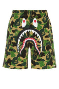 Bape Shark-Mouth Camouflage Cotton Shorts — Green