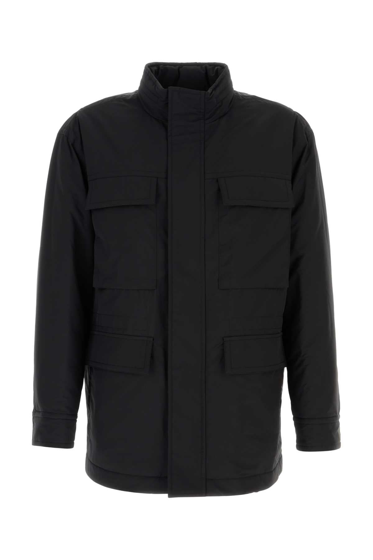 Ferragamo Wool Blend Padded Down Jacket — Black