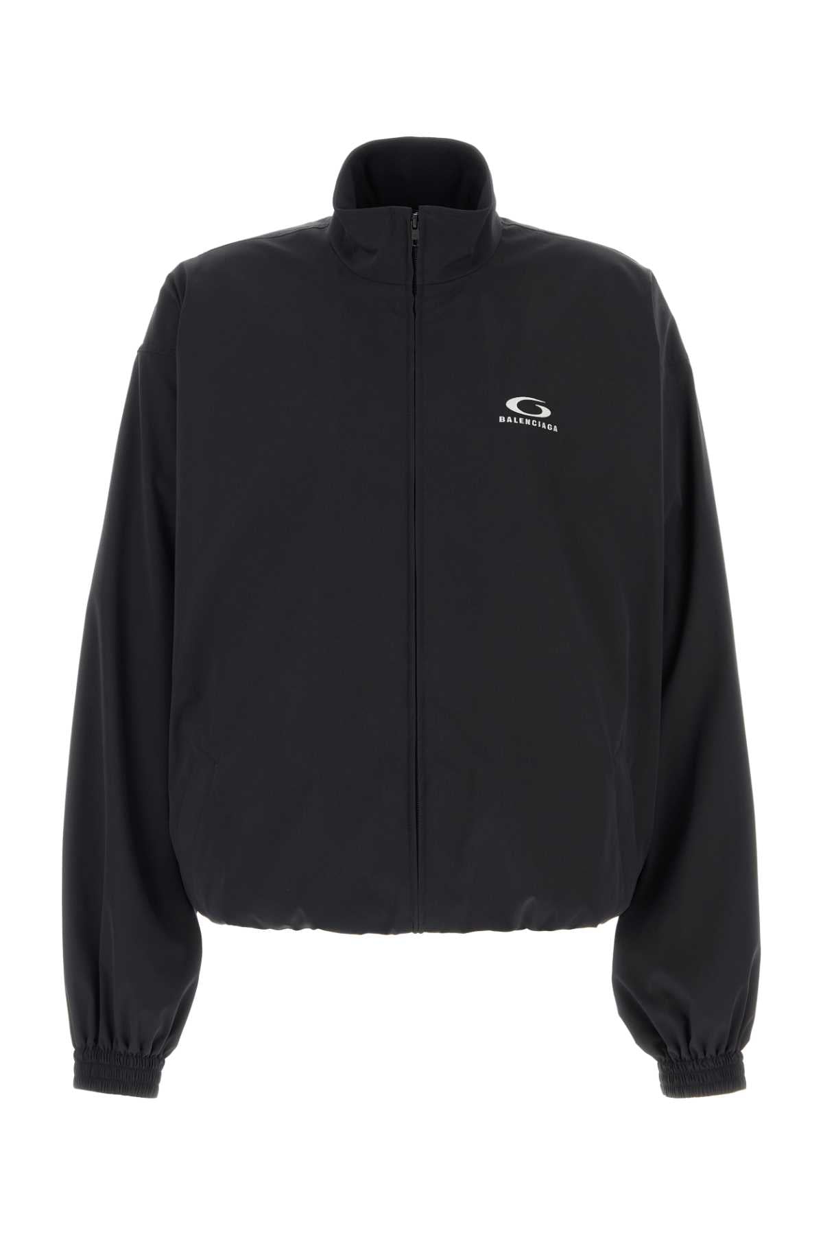 Balenciaga Logo-Embroidered Jacket — Black