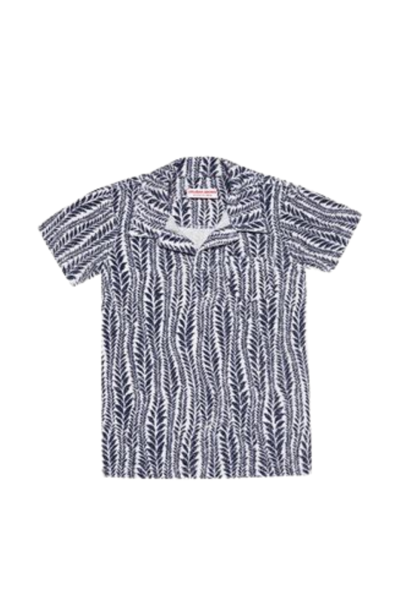 Orlebar Brown Fern-Print Cotton Shirt — Blue