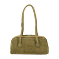 Margesherwood Suede Boston Shoulder Bag — Khaki