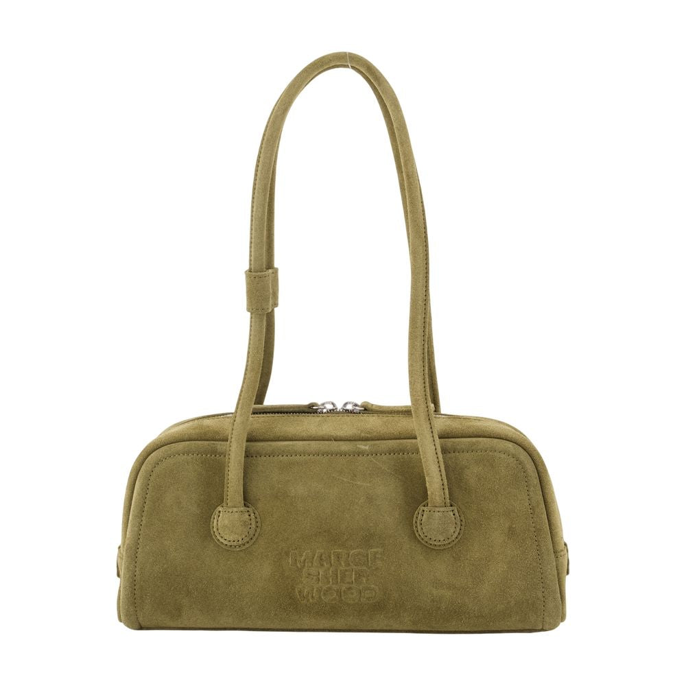 Margesherwood Suede Boston Shoulder Bag — Khaki