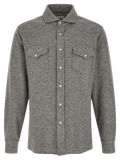 Brunello Cucinelli Cashmere-Cotton Mélange Shirt — Gray