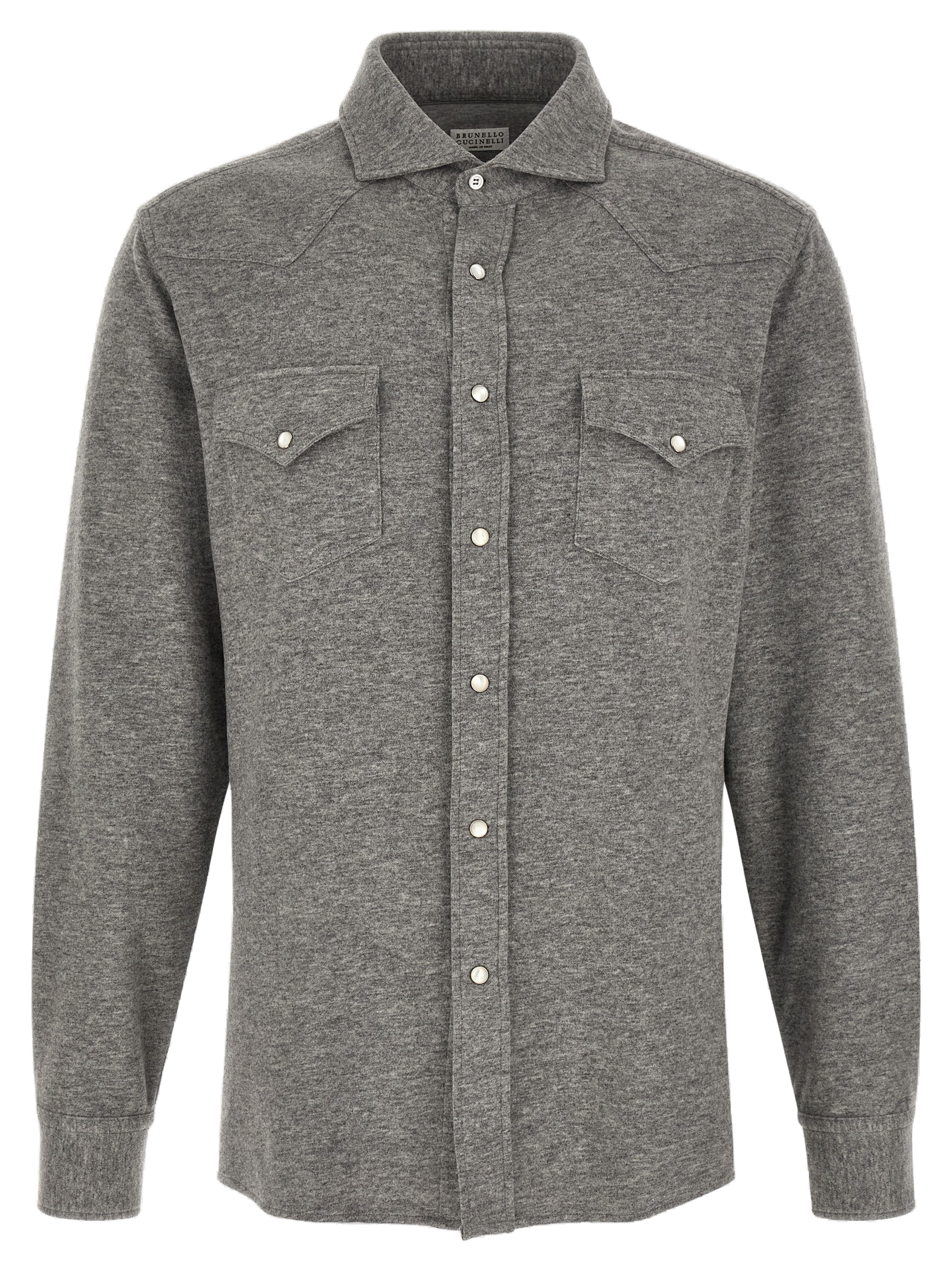 Brunello Cucinelli Cashmere-Cotton Mélange Shirt — Gray