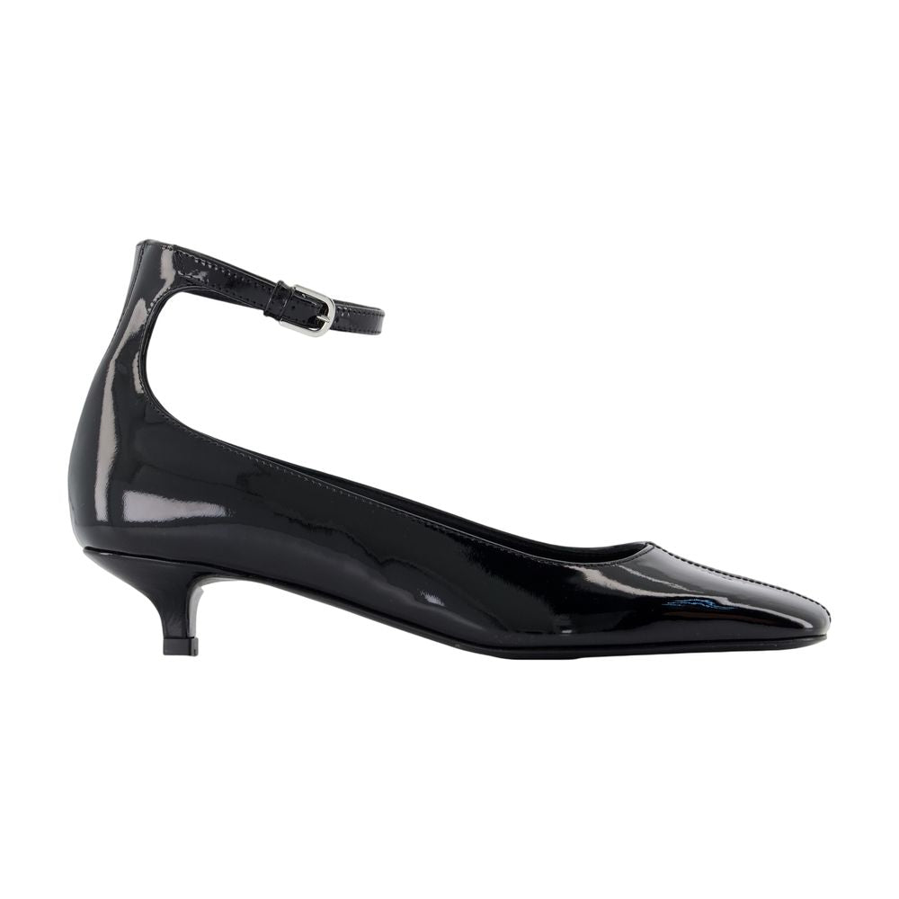 Toteme Ankle-Strap Kitten Heel Pump — Black