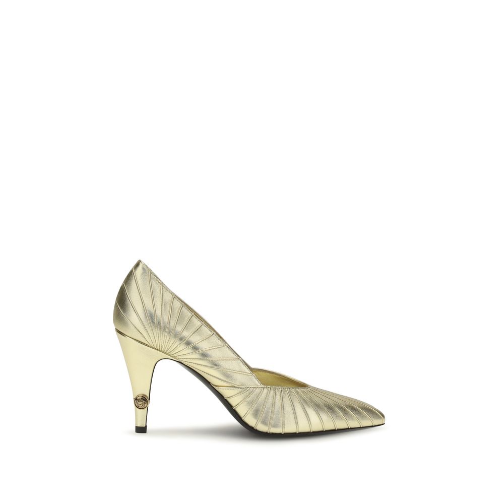 Versace Metallic Calf Leather Pump — Gold