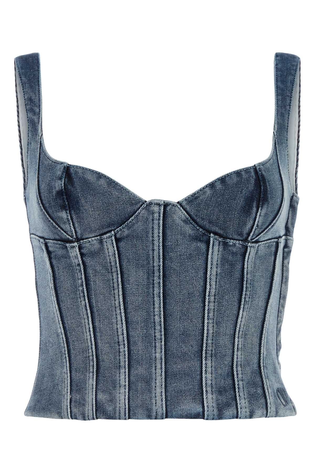Off-White Denim Corset Bodysuit — Blue