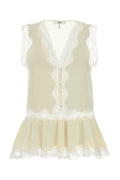 Chloé Lace-Trimmed Silk Blouse — Cream