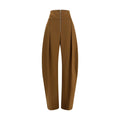 Ferragamo Merino Wool Balloon-Fit Trousers — Brown