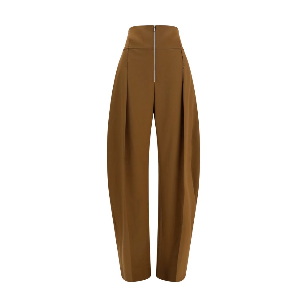 Ferragamo Merino Wool Balloon-Fit Trousers — Brown
