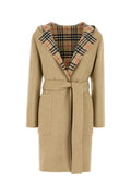 Burberry Wool Check Hooded Coat — Beige