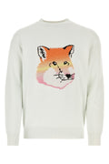 Maison Kitsune Fox-Jacquard Knit Sweater — Beige