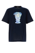 Versace Medusa Head Embroidered T-Shirt — Navy