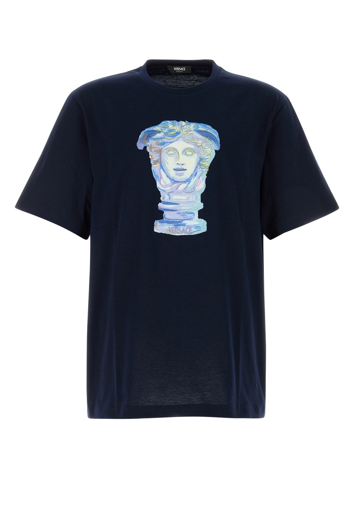 Versace Medusa Head Embroidered T-Shirt — Navy