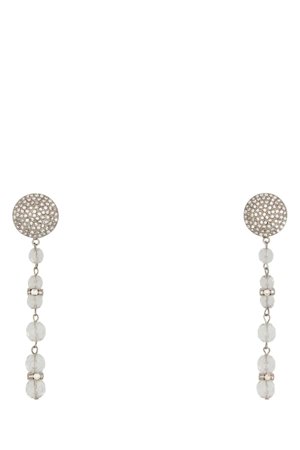 Alessandra Rich Crystal-Embellished Earrings — Silver