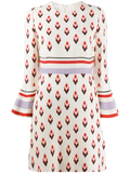 Valentino Geometric-Print Dress — Beige