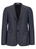 Pal Zileri Single-Breasted Viscose Blazer — Navy