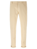 Brunello Cucinelli Stretch Cotton Canvas Trousers — Beige