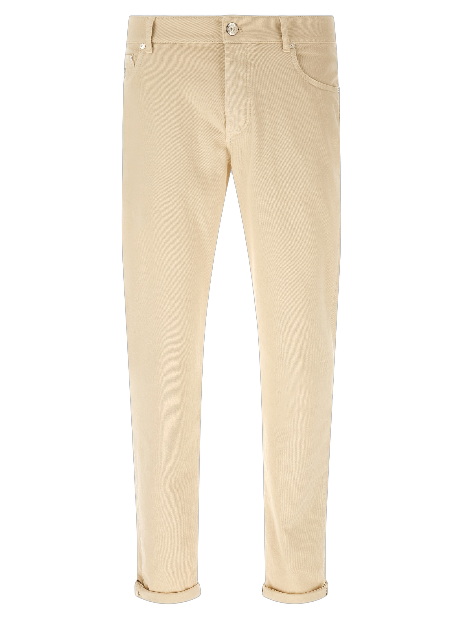Brunello Cucinelli Stretch Cotton Canvas Trousers — Beige