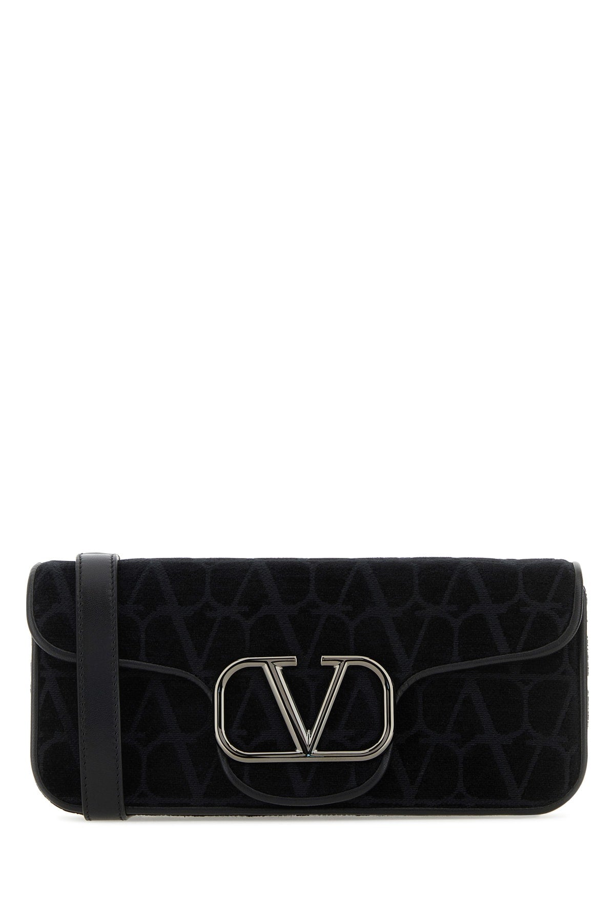 Valentino Garavani VLogo Jacquard Shoulder Bag — Black