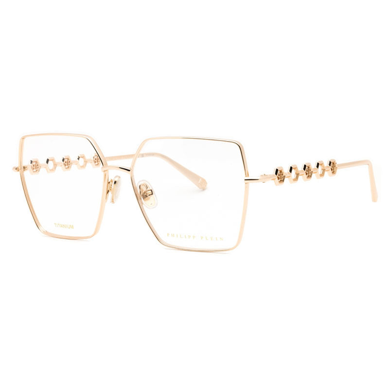 Philipp Plein VPP071M0300 Square Full Rim Metal Eyeglasses — Rose gold