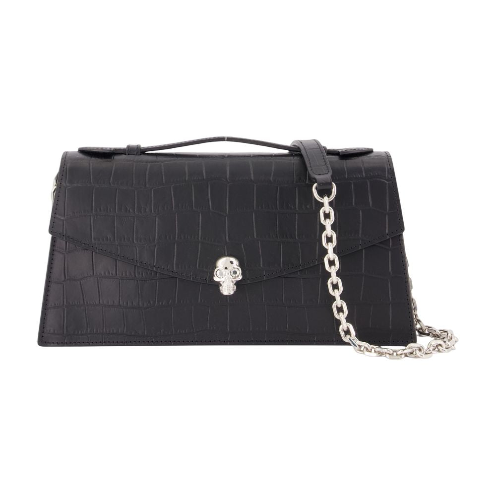 Alexander McQueen Skull Top Handle Clutch — Black