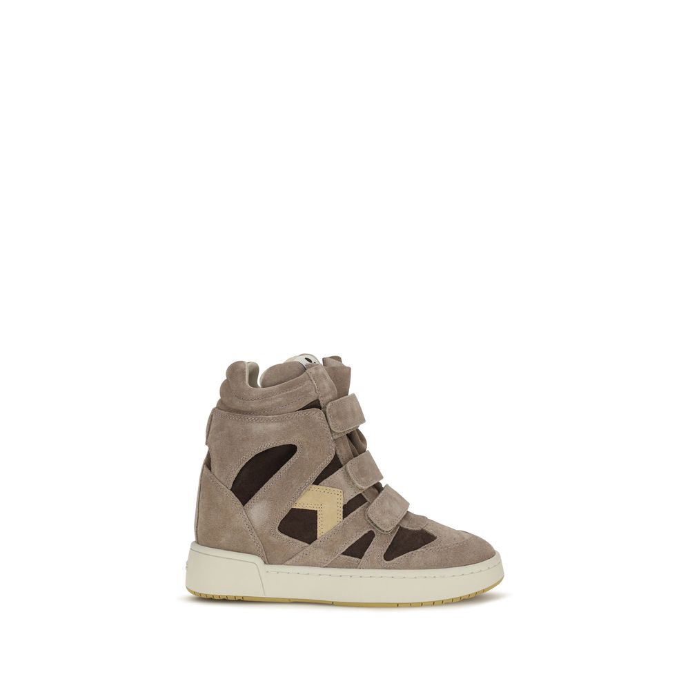 Isabel Marant Suede and Leather High-Top Sneaker — Beige