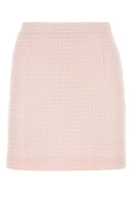 Alessandra Rich Tailored Nylon Tweed Skirt — Pink